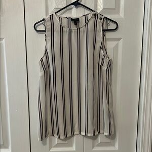 Who What Wear Black and White Striped Blouse